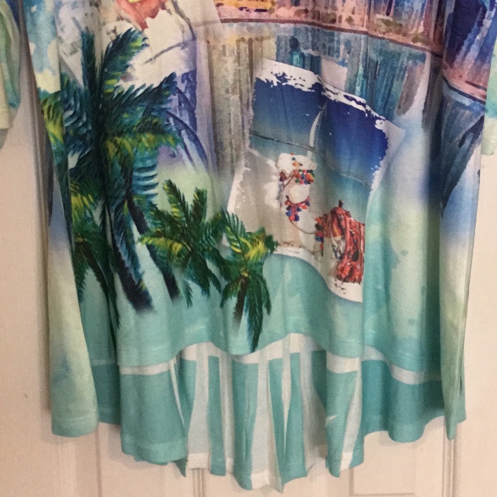 NWOT ONE WORLD Cream DUBAI V-Neck High Low Tunic Top - Picture 3 of 16